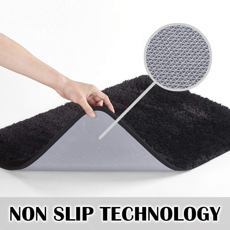 SuchTale Large Extra Soft Absorbent Shaggy Bath Mat (24 x 40, Black) Machine Washable Microfiber Non Slip Luxury Floor Mats Rubber Back - Image 3